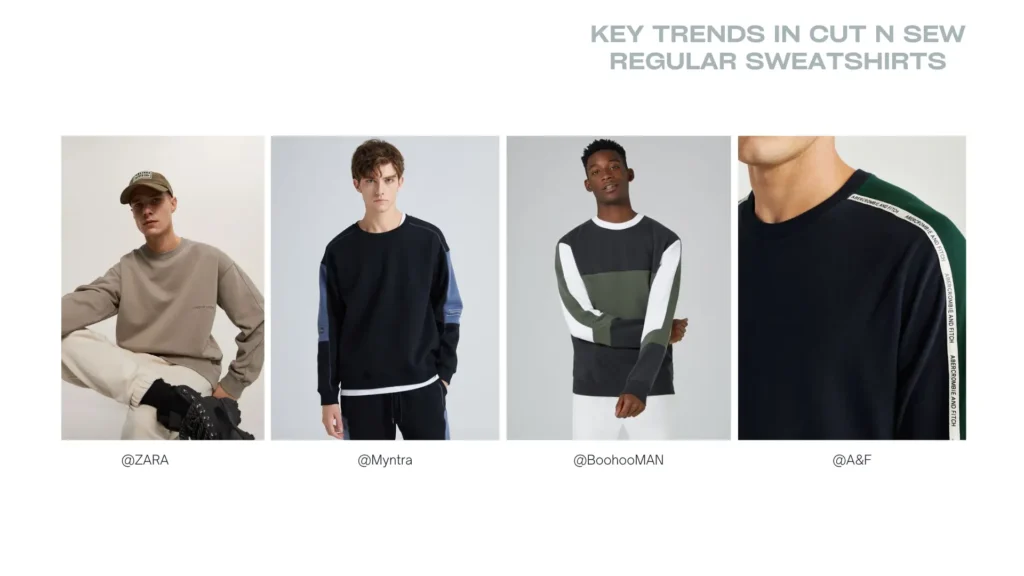 Commercial sweatshirt silhouettes for mass retail