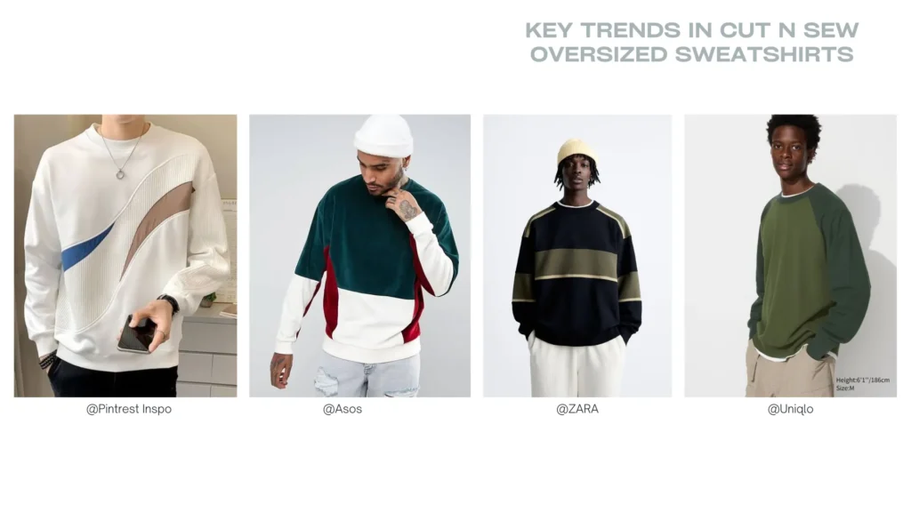 Commercial sweatshirt silhouettes for mass retail