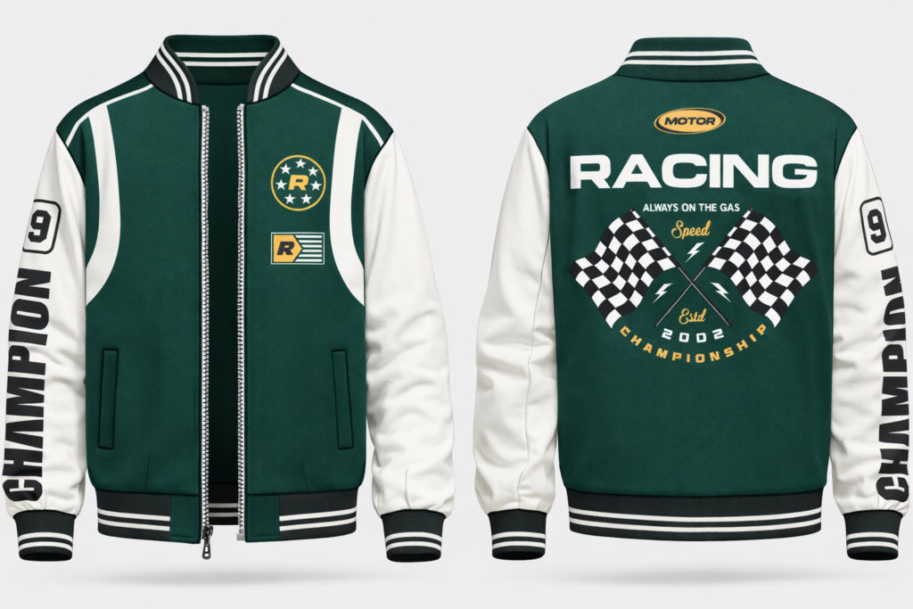 Green racing jacket for Men