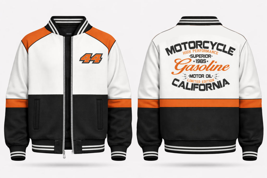 Racing jacket with printed badge detail