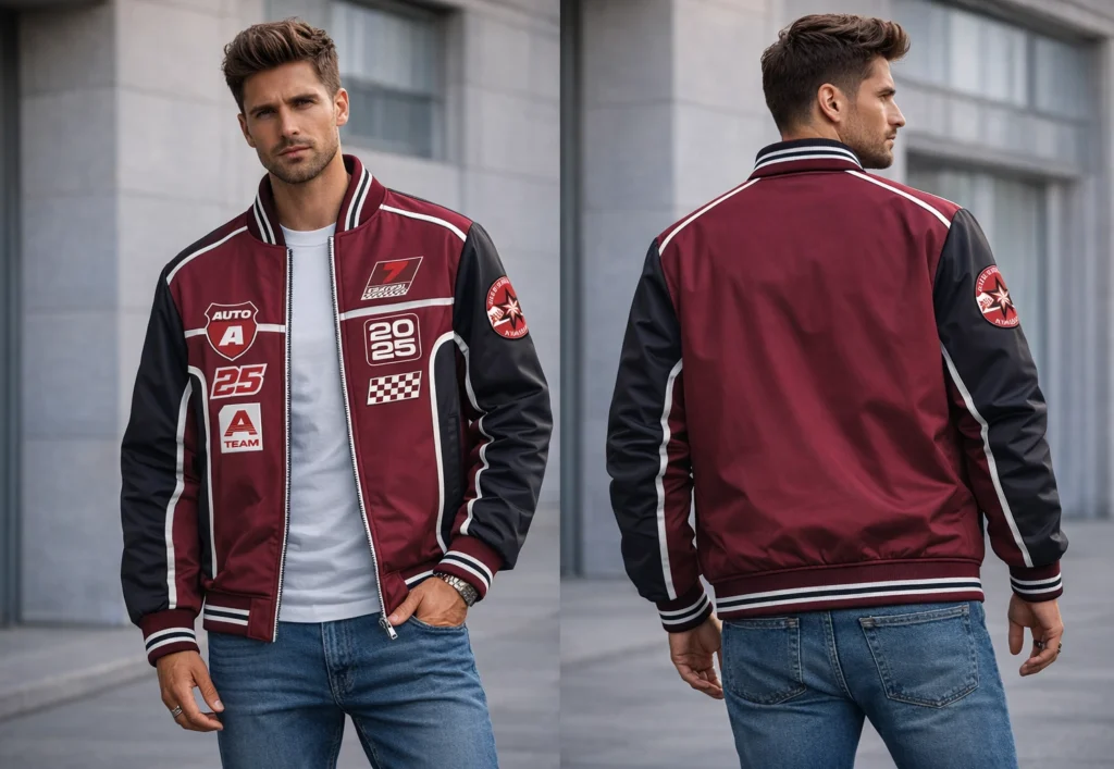 Racing championship jacket photoshoot